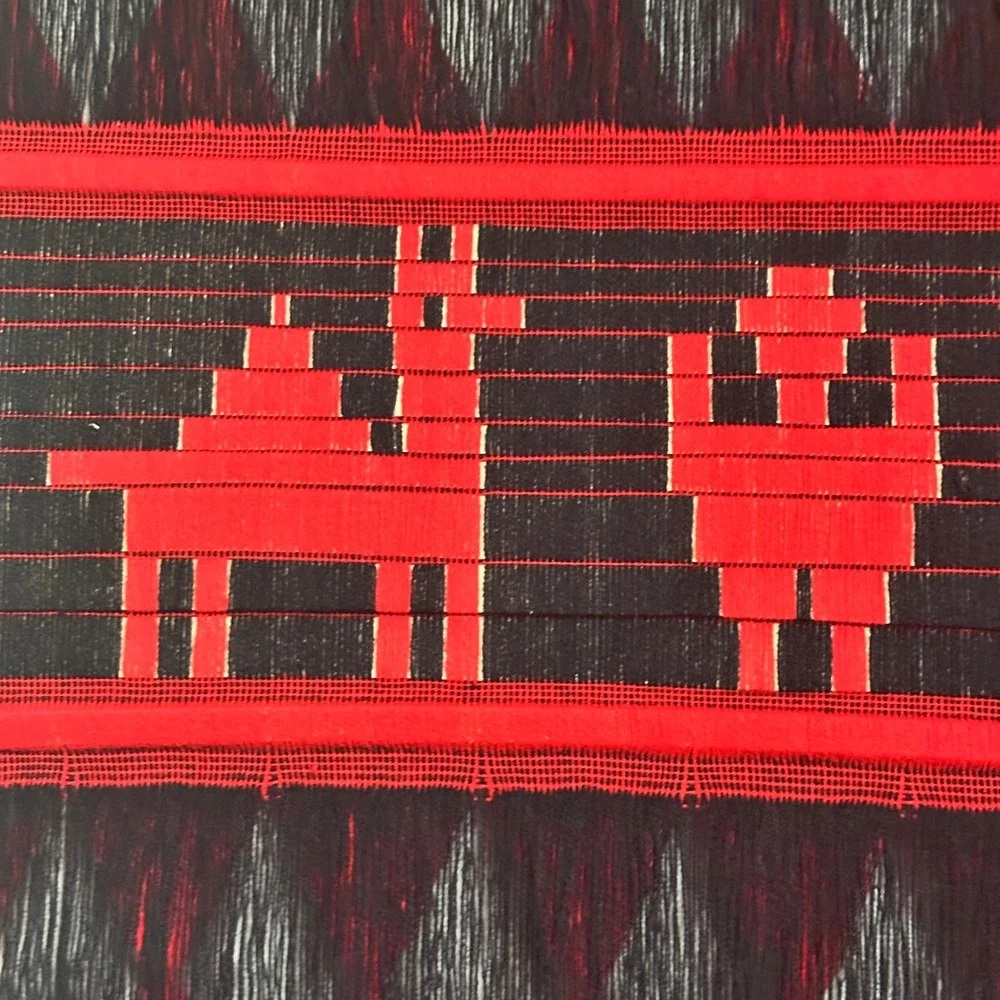 Vintage Hand Woven Peruvian Wall Hanging Motif Red Black Textile Folk Art 49x29